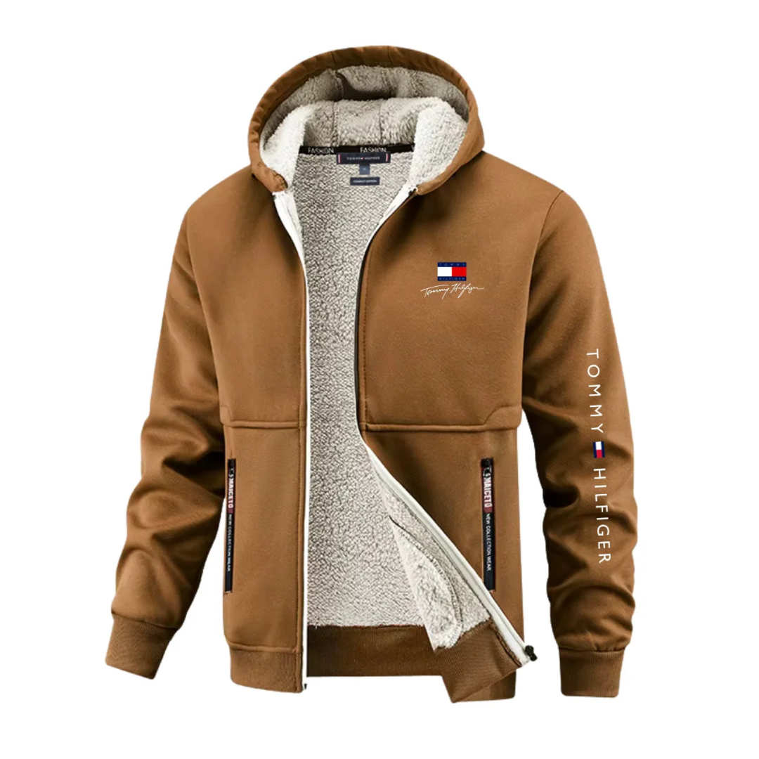 Warmer Hoodie mit Kapuze und Reißverschluss