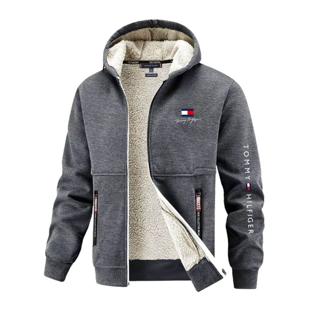 Warmer Hoodie mit Kapuze und Reißverschluss