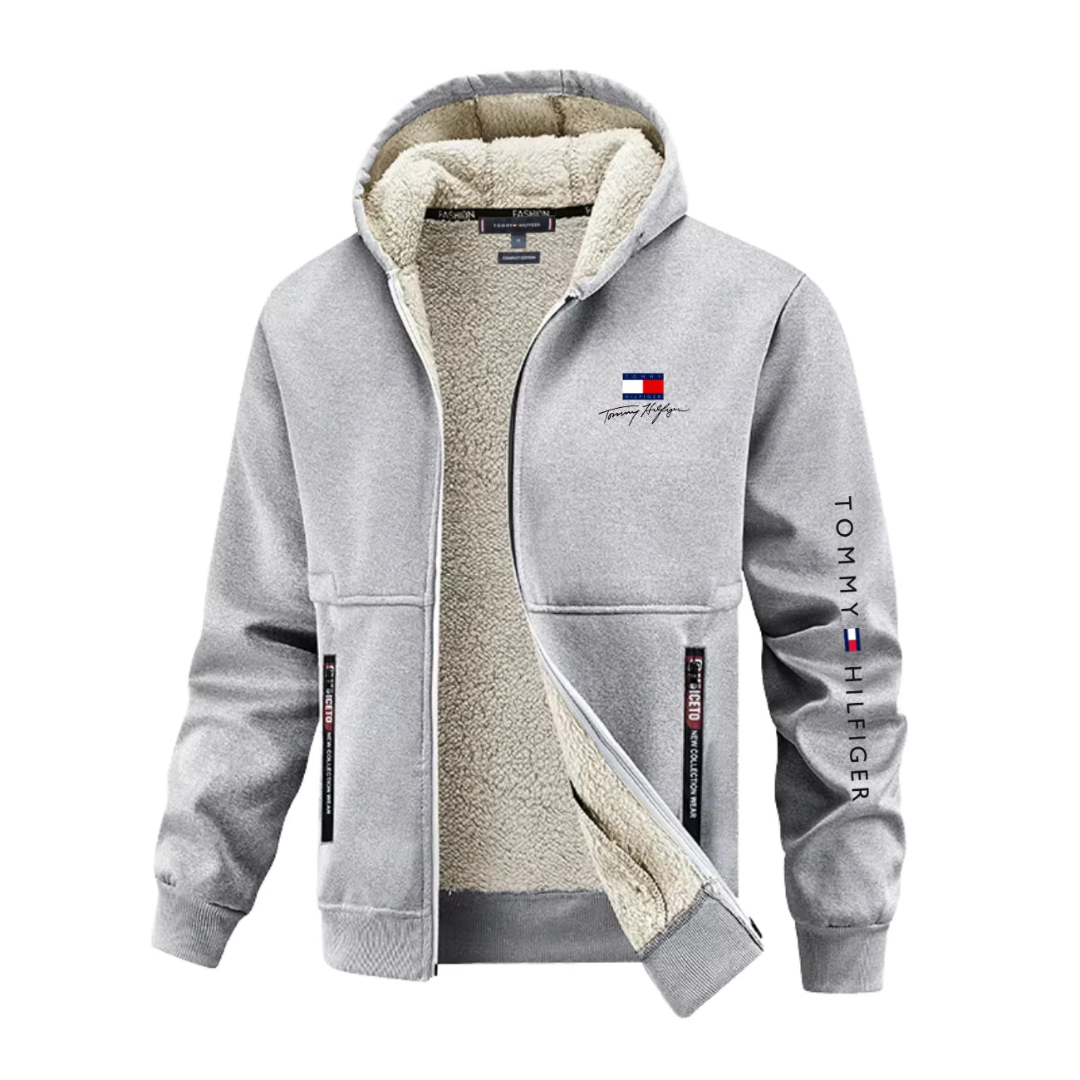 Warmer Hoodie mit Kapuze und Reißverschluss