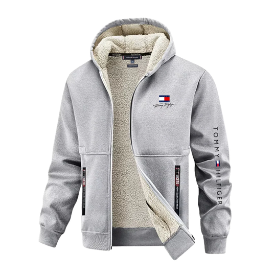 Warmer Hoodie mit Kapuze und Reißverschluss